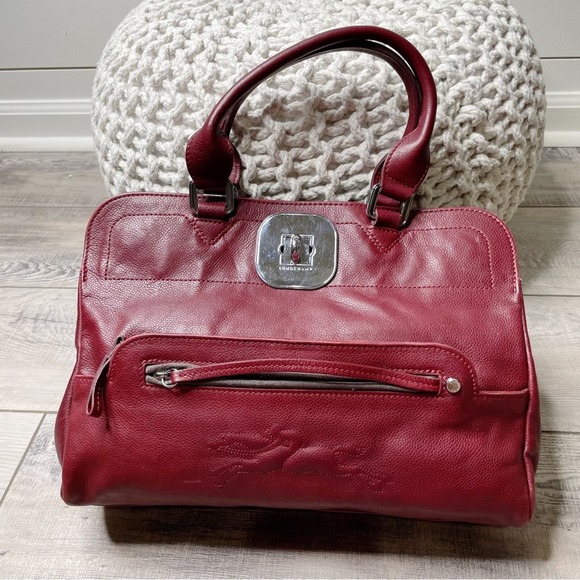 Longchamp Handbags - Longchamp Gatsby Vintage Leather Logo Turnlock Handbag Oxblood Burgundy